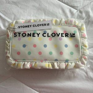 Stoney Clover Lane multi color polka dot ruffle small pouch buttercream